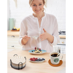 8 Posavasos para bebidas con soporte | Posavasos ultra abosrbente para mesas de cafe