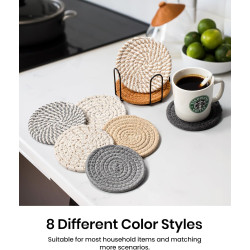 8 Posavasos para bebidas con soporte | Posavasos ultra abosrbente para mesas de cafe