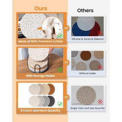 8 Posavasos para bebidas con soporte | Posavasos ultra abosrbente para mesas de cafe