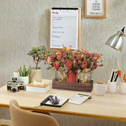 Centro de mesa decorativo | Centro decorativo con frascos para flores y luces LED