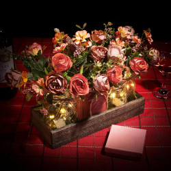 Centro de mesa decorativo | Centro decorativo con frascos para flores y luces LED