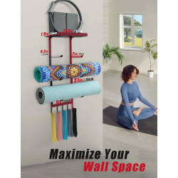 Soporte de pared para esterilla de yoga | 5 ganchos de pared para soporte de alfombras de yoga