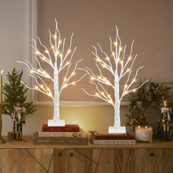 PEIDUO Decoraciones de Navidad para interiores | Decoracion navideña de arbol blanco con luces LED