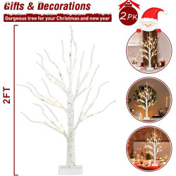 PEIDUO Decoraciones de Navidad para interiores | Decoracion navideña de arbol blanco con luces LED