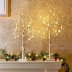PEIDUO Decoraciones de Navidad para interiores | Decoracion navideña de arbol blanco con luces LED