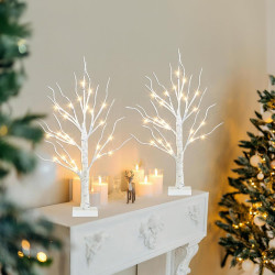 PEIDUO Decoraciones de Navidad para interiores | Decoracion navideña de arbol blanco con luces LED