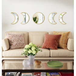 Elegante juego de espejos de pared | Juego de espejos con formas de luna para interiores