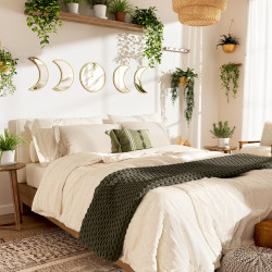 Elegante juego de espejos de pared | Juego de espejos con formas de luna para interiores