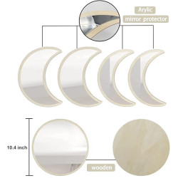 Elegante juego de espejos de pared | Juego de espejos con formas de luna para interiores