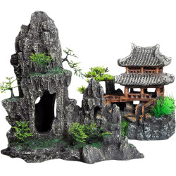 Saim Kit de decoración de acuario | kit de decoracion de vista de montaña para acuarios