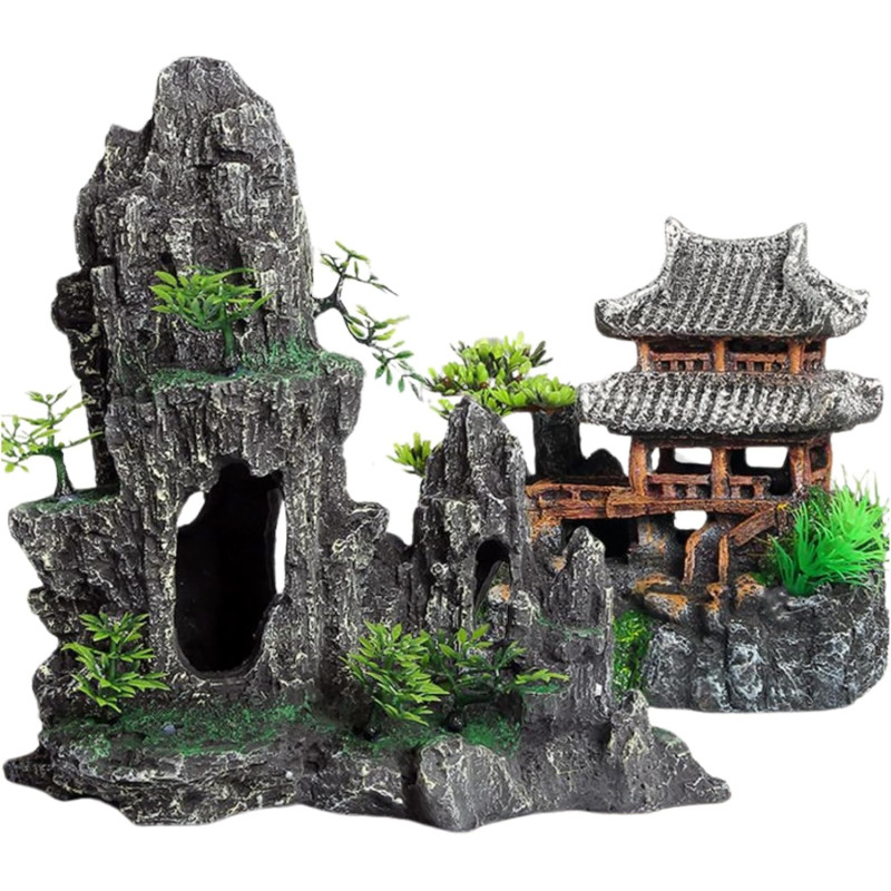 Saim Kit de decoración de acuario | kit de decoracion de vista de montaña para acuarios