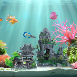 Saim Kit de decoración de acuario | kit de decoracion de vista de montaña para acuarios