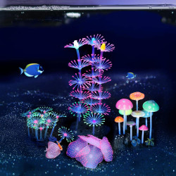 Lpraer Paquete de 4 decoraciones de acuario resplandecientes | Decoraciones para acuario que brillan con luz negra