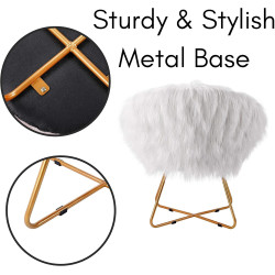 BIRDROCK HOME Silla blanca de piel sintética | Silla de piel sintetica decorativa