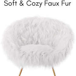 BIRDROCK HOME Silla blanca de piel sintética | Silla de piel sintetica decorativa