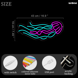 Letrero de neón de medusas LED | Letrero para habitaciones con control remoto