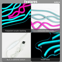 Letrero de neón de medusas LED | Letrero para habitaciones con control remoto