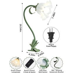 Lámpara de escritorio con forma de flor | Lampara de lectura flexible y con agarradera de clip