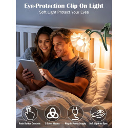 Lámpara de escritorio con forma de flor | Lampara de lectura flexible y con agarradera de clip