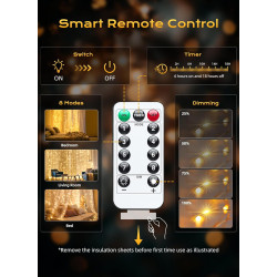 Brightown 300 luces LED de cortina de hadas | Cortina LED con control remoto y enchufe USB