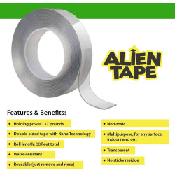 Alientape - Cinta de doble cara | Cinta resistente y transparente de doble cara