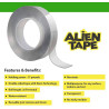 Alientape - Cinta de doble cara | Cinta resistente y transparente de doble cara