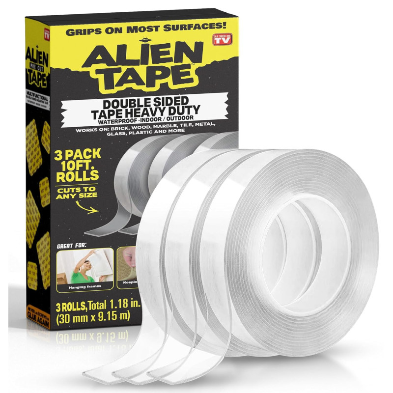 Alientape - Cinta de doble cara | Cinta resistente y transparente de doble cara