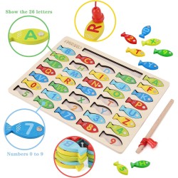 Juguete magnético de pesca de madera para niños pequeños | Para niños de preescolar