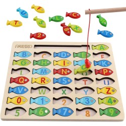 Juguete magnético de pesca de madera para niños pequeños | Para niños de preescolar