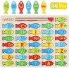 Juguete magnético de pesca de madera para niños pequeños | Para niños de preescolar