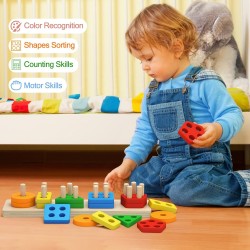 juguetes de clasificación y apilamiento de madera para niños pequeños y preescolares