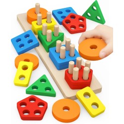 juguetes de clasificación y apilamiento de madera para niños pequeños y preescolares