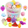 Juguete de mascosta Squishies, 24 unidades en envase de almacenamiento