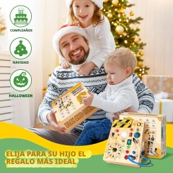 juguete de viaje sensorial de madera para niños pequeños