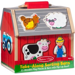 juego de madera 10 piezas de granja, clasificación de formas y apilamiento, juguetes de aprendizaje para niños