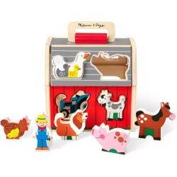 juego de madera 10 piezas de granja, clasificación de formas y apilamiento, juguetes de aprendizaje para niños