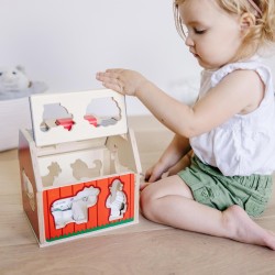 juego de madera 10 piezas de granja, clasificación de formas y apilamiento, juguetes de aprendizaje para niños