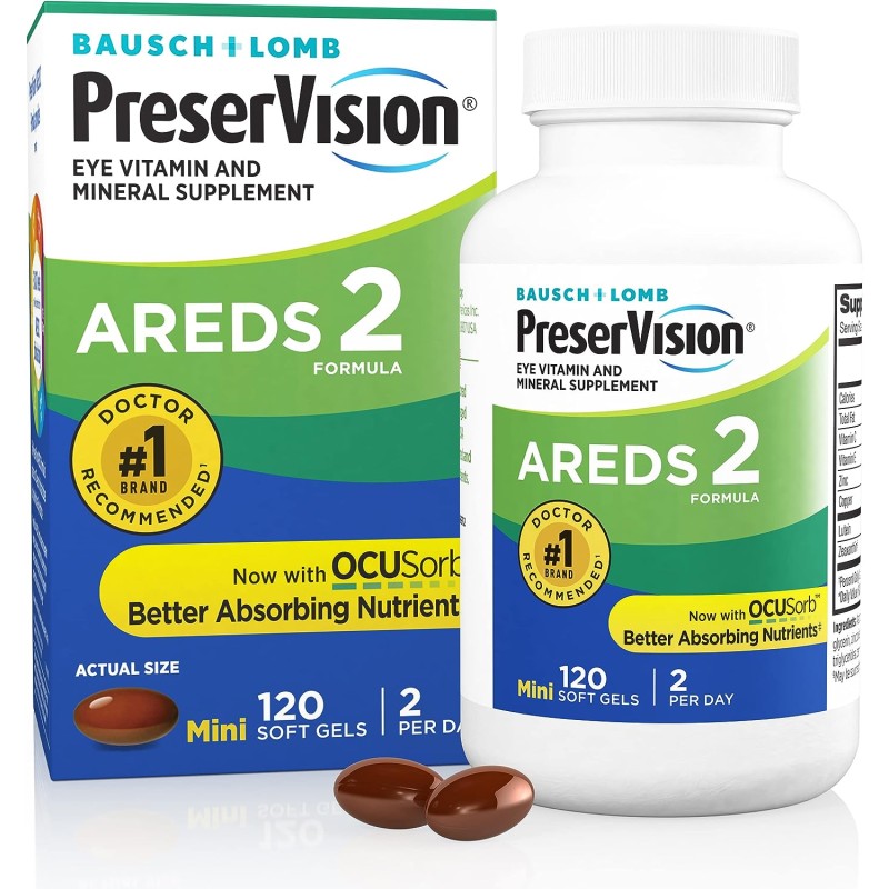 PreserVision AREDS 2 - Suplemento vitamínico y mineral para los ojos, contiene luteína, vitamina C, zeaxantina, zinc y vitamina