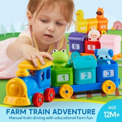 Juguete de aprendizaje para niños pequeños,  contar, combinar y clasificar el tren de granja