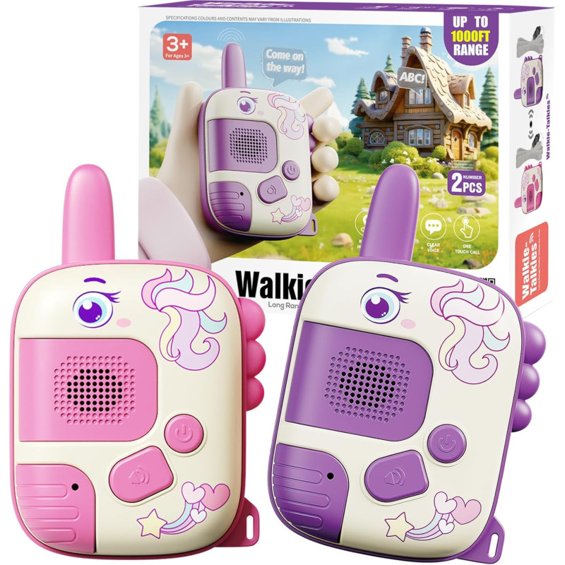 Walkie Talkies Juguetes para niños: Juguetes de unicornio, paquete de 2 regalos de cumpleaños para niños