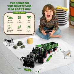 Juguete de tractor a control remoto, juego de tractor RC para niños