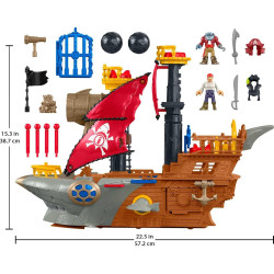 Fisher-Price Imaginext Barco pirata tiburón | Barco armable con mecanismos y accesorios