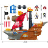 Fisher-Price Imaginext Barco pirata tiburón | Barco armable con mecanismos y accesorios