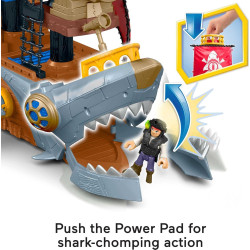 Fisher-Price Imaginext Barco pirata tiburón | Barco armable con mecanismos y accesorios