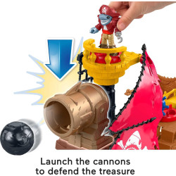 Fisher-Price Imaginext Barco pirata tiburón | Barco armable con mecanismos y accesorios