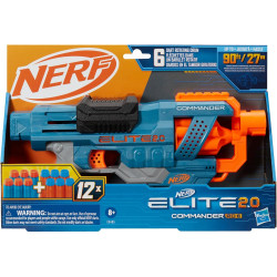 NERF Elite 2.0 Commander RD-6 - Lanzador de dardos | Pistola de dardos con tambor giratorio