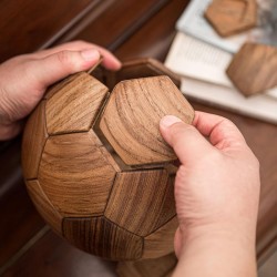 Rompecabezas de fútbol de madera 3D | Rompecabezas en 3D con piezas pentagonales y hexagonales