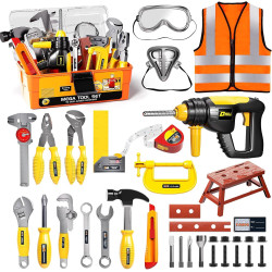 Deejoy Juego de herramientas de juguete | Kit completo de herramientas de juguetes para niños