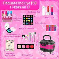 Hollyhi Kit de maquillaje infantil de 58 piezas para niña