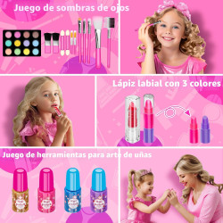 Hollyhi Kit de maquillaje infantil de 58 piezas para niña